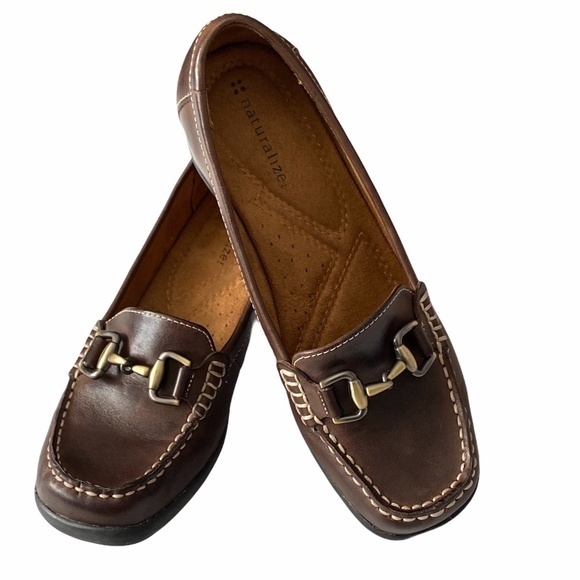 Naturalizer Brown Leather Slip On Shoes‎ Sz. 7W - Picture 1 of 8
